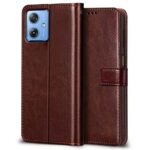 Shock Proof Flip Cover Back Case for Motorola Moto G54 5G | Magnetic Wallet Leather Case with Stand - Image 4