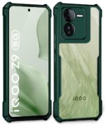 Shock Proof Clear Back Case Mobile Cover for iQOO Z9 5G (Hard | Hybrid PC + TPU | Full Armour Device & Camera Protection | Green) - Image 3