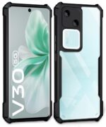 Thermoplastic Polyurethane Shock Proof Clear Protective Back Case for Vivo V30 - Airedge Technology|360 Camera Protection|Transparent Hybrid Back Case Backcase for Mobile Cover - Black - Image 3