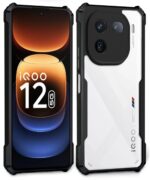 Shock Proof Clear Mobile Back Cover Case for iQOO 12 5G | AirEDGE Technology | Hard | Hybrid PC + TPU | Full Armour Device & Camera Protection - Black - Image 3