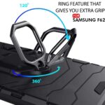 Shock Proof Back Case Mobile Cover for Samsung Galaxy F62 (Armor | Hybrid PC + TPU | Full Protection with Ring Holder Kickstand | Carbon Black) - Image 4