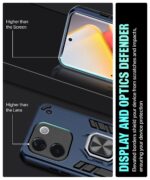 Shock Proof Back Case Mobile Cover for iQOO Z9s Pro 5G | Vivo T3 Pro 5G | Back Cover Case (Tough Armor | Hybrid PC + TPU | Ring Holder & in-Built Kickstand | Blue) - Image 8