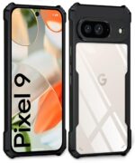 Shock Proof Clear Protective Back Case for Google Pixel 9 - AirEDGE Technology | 360 Degree Camera Protection | Transparent Hybrid Back Case Mobile Cover - Black - Image 3
