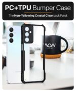 kelpuj Shock Proof Clear Protective Back Case for Samsung Galaxy A15 5G - AirEDGE Technology | 360 Degree Camera Protection | Transparent Hybrid Back Case Mobile Cover - Black - Image 8