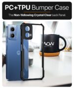 kelpuj Shock Proof Clear Protective Back Case for Motorola Moto G34 5G - Airedge Technology | 360 Degree Camera Protection | Transparent Hybrid Back Case Mobile Cover - Black - Poly Carbonate - Image 8