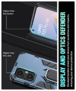 Shock Proof Back Case Mobile Cover for Oppo F21 Pro 5G | Back Cover Case (Tough Armor | Hybrid PC + TPU | Ring Holder & in-Built Kickstand | Blue) - Image 5