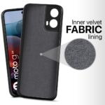 Back Cover for Motorola Moto G34 5G | Moto G45 5G | Ultra Slim Soft Rubberised Case | Inner Velvet Fabric Lining | Matte Silicone Flexible Mobile Case | Camera Protection - Black - Image 4