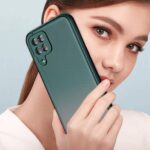 Translucent Hybrid Back Case Cover for Samsung Galaxy F62 | Smoked Matte Back | 360 Degree Protection | Protective Hard Case (Green Bumper) - Image 3