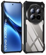 Shock Proof Clear Protective Back Case for VIVO X200 Pro 5G - AirEDGE Technology | 360 Degree Camera Protection | Transparent Hybrid Back Case Mobile Cover - Black - Image 3