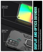 Shock Proof Back Case Mobile Cover for Realme 7i | Back Cover Case (Tough Armor | Hybrid PC + TPU | Ring Holder & in-Built Kickstand | Black) - Image 5