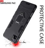Shock Proof Back Case Mobile Cover for Samsung Galaxy F62 (Armor | Hybrid PC + TPU | Full Protection with Ring Holder Kickstand | Carbon Black) - Image 5