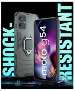 kelpuj Shock Proof Back Case Mobile Cover for Motorola Moto G54 5G | Moto G64 5G | Back Cover Case (Tough Armor | Hybrid PC + TPU | Ring Holder & in-Built Kickstand | Black) - Image 6