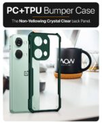 Shock Proof Clear Protective Back Case for 1+ OnePlus Nord 3 5G - AirEDGE Technology | 360 Degree Camera Protection | Transparent Hybrid Back Case Mobile Cover - Green - Image 8