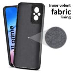 Back Cover for Xiaomi Redmi 11 Prime 4G | Ultra Slim Soft Rubberised Case | Inner Velvet Fabric Lining | Matte Silicone Flexible Mobile Case | Camera Protection - Black - Image 2