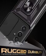 Tough Armor Bumper Mobile Back Case for Samsung Galaxy M36 5G | Galaxy F36 5G Sliding Camera Cover | Shock Proof 360? Protection | Hybrid PC + TPU | Ring Holder with Kickstand ? Black - Image 4