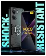 Shock Proof Back Case Mobile Cover for Poco X7 Pro 5G | Bumper Back Cover Case (Tough Armor | Hybrid PC + TPU | Full Protection with Ring Holder & in-Built Kickstand | Black) - Image 4
