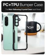 kelpuj Shock Proof Clear Protective Back Case for Samsung Galaxy A26 5G - AirEDGE Technology | 360 Degree Camera Protection | Transparent Hybrid Back Case Mobile Cover - Black - Image 6