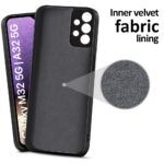 Back Cover for Samsung Galaxy M32 5G | A32 5G | Ultra Slim Soft Rubberised Case | Inner Velvet Fabric Lining | Matte Silicone Flexible Mobile Case | Camera Protection - Black - Image 4