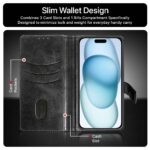 Shock Proof Flip Cover Back Case for Apple Iphone 15 Plus | Magnetic Wallet Leather Case with Stand - Image 4