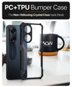 Shock Proof Clear Protective Back Case for Oppo F23 5G - AirEDGE Technology | 360 Degree Camera Protection | Transparent Hybrid Back Case Mobile Cover - Black - Image 4