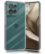 Transparent Back Cover Case Compatible with Motorola Moto Edge 50 5G Shockproof TPU Silicone Mobile Cover with Raised Bumps for Full Body & Camera Protection Clear/Transparent - Image 3