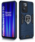 Shock Proof Back Case Mobile Cover for 1+ OnePlus Nord CE 2 5G | Back Cover Case (Tough Armor | Hybrid PC + TPU | Ring Holder & in-Built Kickstand | Blue) - Image 2
