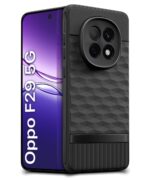 Back Cover for Oppo F29 5G with Hexa Cube Design | Ultra Slim Soft Rubberised Case | Inner Velvet Fabric | Matte Silicone Flexible Mobile Case | Camera Protection - Black - Image 2