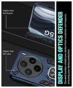 Shock Proof Back Case Mobile Cover for Vivo X200 5G | Back Cover Case (Tough Armor | Hybrid PC + TPU | Ring Holder & inBuilt Kickstand | Blue) - Image 8