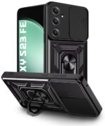 Tough Armor Bumper Mobile Back Case for Samsung Galaxy S23 FE 5G | Sliding Camera Shield Cover | Shock Proof 360? Protection | Hybrid PC + TPU | Ring Holder with Kickstand  Black - Image 4