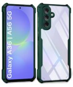 Shock Proof Clear Protective Back Case for Samsung Galaxy A36 5G | Galaxy A56 5G - AirEDGE Technology | 360 Degree Camera Protection | Transparent Hybrid Back Case Mobile Cover - Green - Image 2