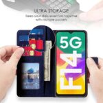 Shock Proof Flip Cover Back Case for Samsung Galaxy F14 5G | Magnetic Wallet Leather Case with Stand - Image 4
