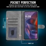 Shock Proof Flip Cover Back Case for Motorola Moto Edge 60 Pro 5G | Magnetic Wallet Leather Case with Stand - Image 3