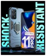 Shock Proof Back Case Mobile Cover for Redmi Note 11 Pro | Note 11 Pro + Plus | Back Cover Case (Tough Armor | Hybrid PC + TPU | Ring Holder & in-Built Kickstand | Blue) - Image 3