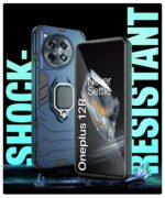Shock Proof Back Case Mobile Cover for 1+ OnePlus 12R 5G | Back Cover Case (Tough Armor | Hybrid PC + TPU | Ring Holder & in-Built Kickstand | Blue) - Image 6