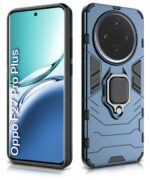 kelpuj Shock Proof Back Case Mobile Cover for Oppo F27 Pro Plus 5G | Back Cover Case (Tough Armor | Hybrid PC + TPU | Ring Holder & in-Built Kickstand | Blue) - Image 4