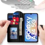 Shock Proof Flip Cover Back Case for Samsung Galaxy A34 5G | Magnetic Wallet Leather Case with Stand - Image 6