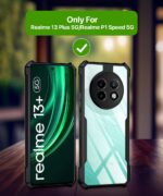 Shockproof Clear Protective Case for Realme P1 Speed 5G | Realme 13 Plus 5G - AirEDGE Technology | 360 Degree Camera Protection | Transparent Hybrid Back Case Mobile Cover - Earthy Black - Image 2