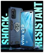 Shock Proof Back Case Mobile Cover for Vivo V19 | Back Cover Case (Tough Armor | Hybrid PC + TPU | Ring Holder & in-Built Kickstand | Blue) - Image 3