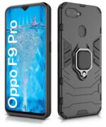 Shock Proof Back Case Mobile Cover for Realme U1 | Oppo F9 Pro (Armor | Hybrid PC + TPU | Full Protection with Ring Holder Kickstand | Carbon Black) - Image 2