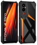 Shock Proof Clear Protective Back Case for Tecno Pova 4 Pro - AirEDGE Technology | 360 Degree Camera Protection | Transparent Hybrid Back Case Mobile Cover - Black - Image 2