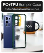 Shock Proof Clear Protective Back Case for Poco X7 Pro 5G - AirEDGE Technology | 360 Degree Camera Protection | Transparent Hybrid Back Case Mobile Cover - Green - Image 4