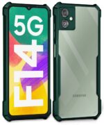 kelpuj TPU+PC Shock Proof Clear Protective Back Case for Samsung Galaxy F14 5G-Airedge Technology|360 Degree Camera Protection|Transparent Hybrid Back Case Mobile Cover-Green - Image 2