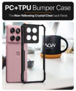 kelpuj Shock Proof Clear Protective Back Case for Moto Edge 60 Fusion - AirEDGE Technology | 360 Degree Camera Protection | Transparent Hybrid Back Case Mobile Cover - Black - Image 6