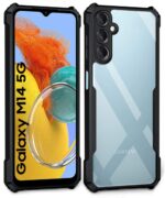 Shock Proof Clear Back Case Mobile Cover for Samsung Galaxy M14 5G (Hard | Hybrid PC + TPU | Full Armour Device & Camera Protection | Black) - Image 3