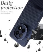 Back Cover for Oppo F29 Pro 5G with Hexa Cube Design | Ultra Slim Soft Rubberised Case | Inner Velvet Fabric | Matte Silicone Flexible Mobile Case | Camera Protection - Blue - Image 3