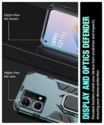 Shock Proof Back Case Mobile Cover for Oppo F21 Pro 4G | Back Cover Case (Tough Armor | Hybrid PC + TPU | Ring Holder & in-Built Kickstand | Green) - Image 8