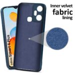 Back Cover for Infinix Smart 6 Plus | Ultra Slim Soft Rubberised Case | Inner Velvet Fabric Lining | Matte Silicone Flexible Mobile Case | Camera Protection - Blue - Image 2