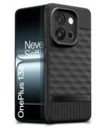 kelpuj Back Cover for 1+ OnePlus 13s 5G with Hexa Cube Design | Ultra Slim Soft Rubberised Case | Inner Velvet Fabric | Matte Silicone Flexible Mobile Case | Camera Protection - Black - Image 2