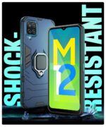 Shock Proof Back Case Mobile Cover for Samsung Galaxy F12 | A12 | M12 | Back Cover Case (Tough Armor | Hybrid PC + TPU | Ring Holder & in-Built Kickstand | Blue) - Image 5