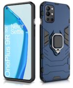 Shock Proof Back Case Mobile Cover for 1+ OnePlus 9R | 8T | Back Cover Case (Tough Armor | Hybrid PC + TPU | Ring Holder & in-Built Kickstand | Blue) - Image 2